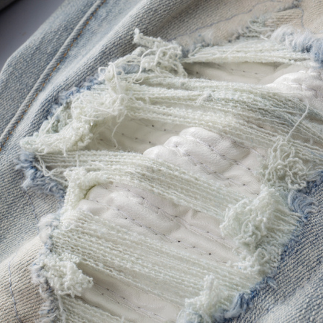 Patch Ripped Blue Jeans