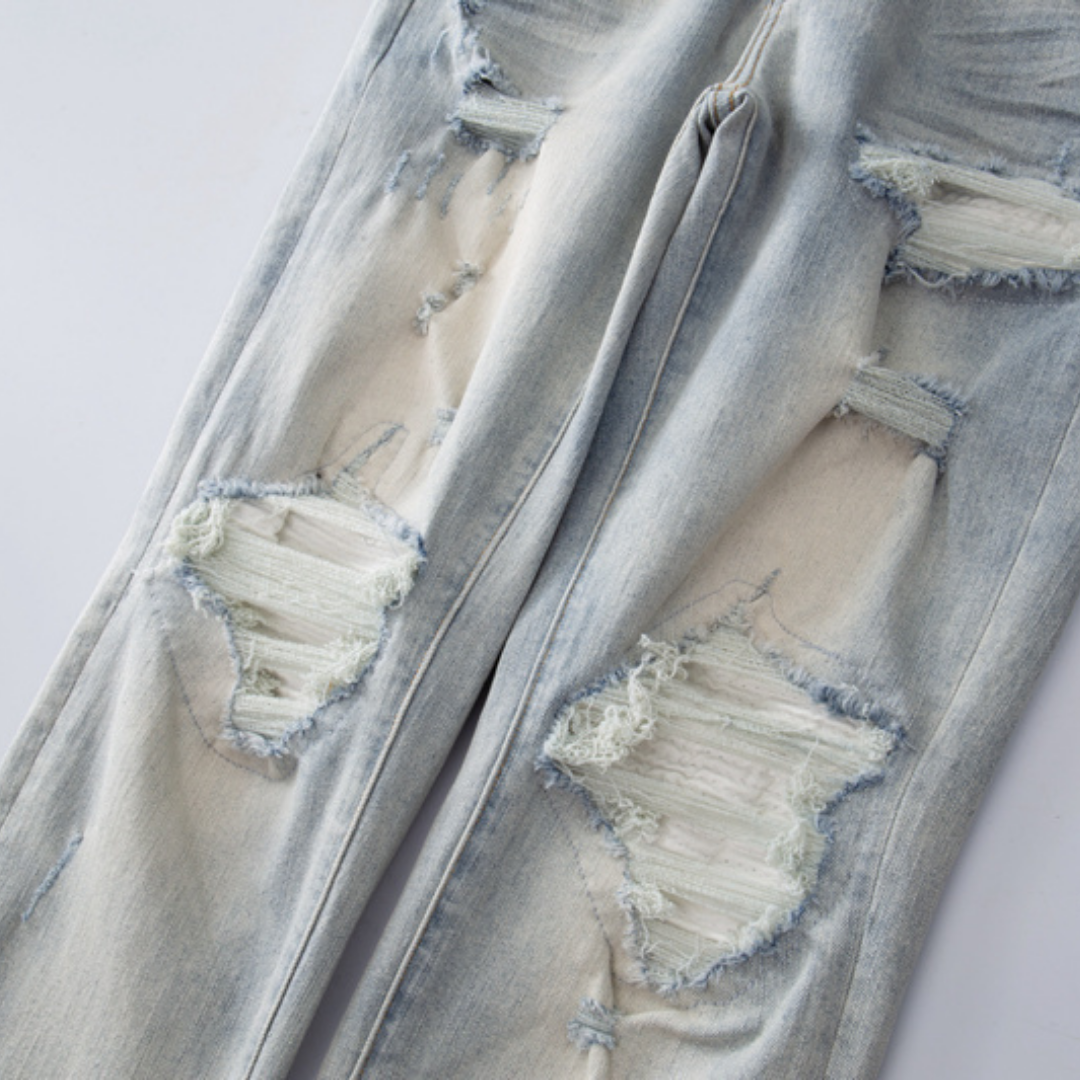 Patch Ripped Blue Jeans