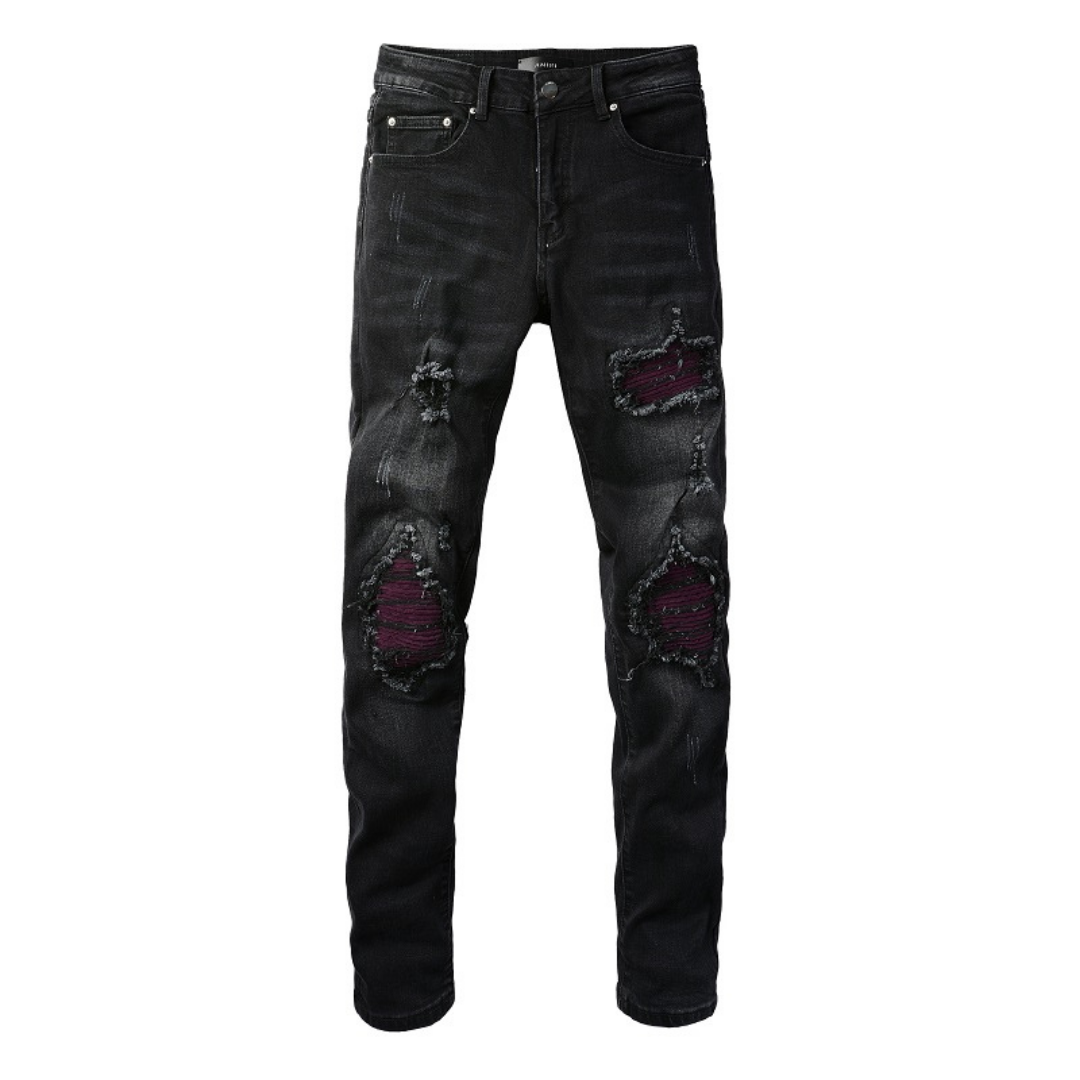 Purple Patch Ripped Black Jeans