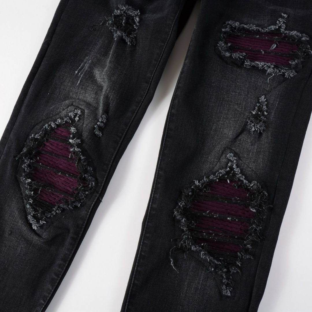 Purple Patch Ripped Black Jeans