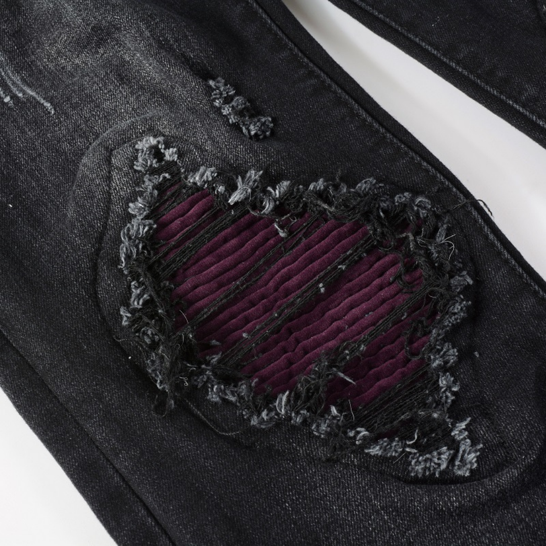 Purple Patch Ripped Black Jeans