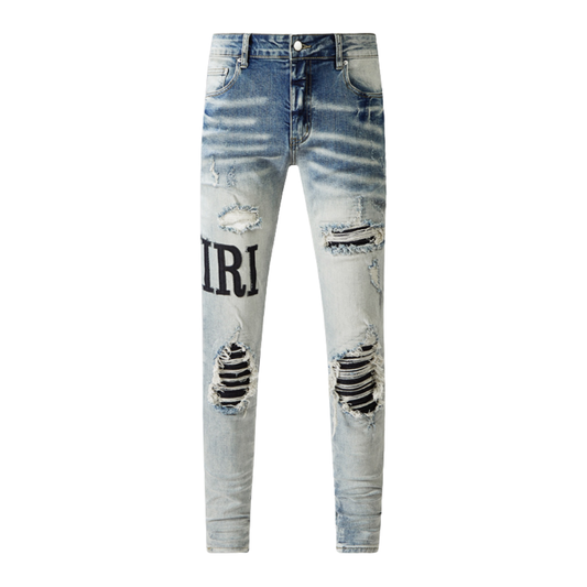 Logo Ripped Patch Jeans