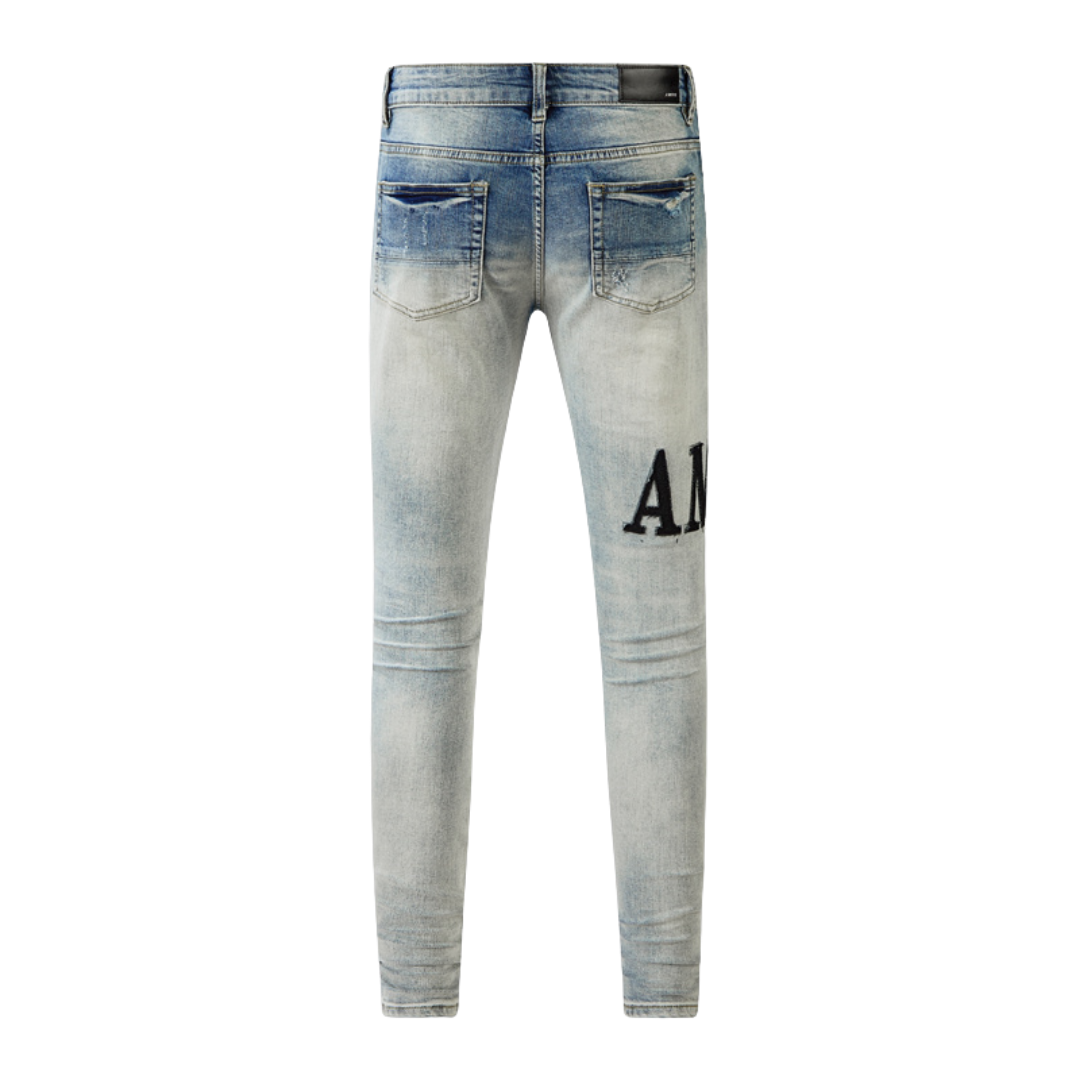 Logo Ripped Patch Jeans