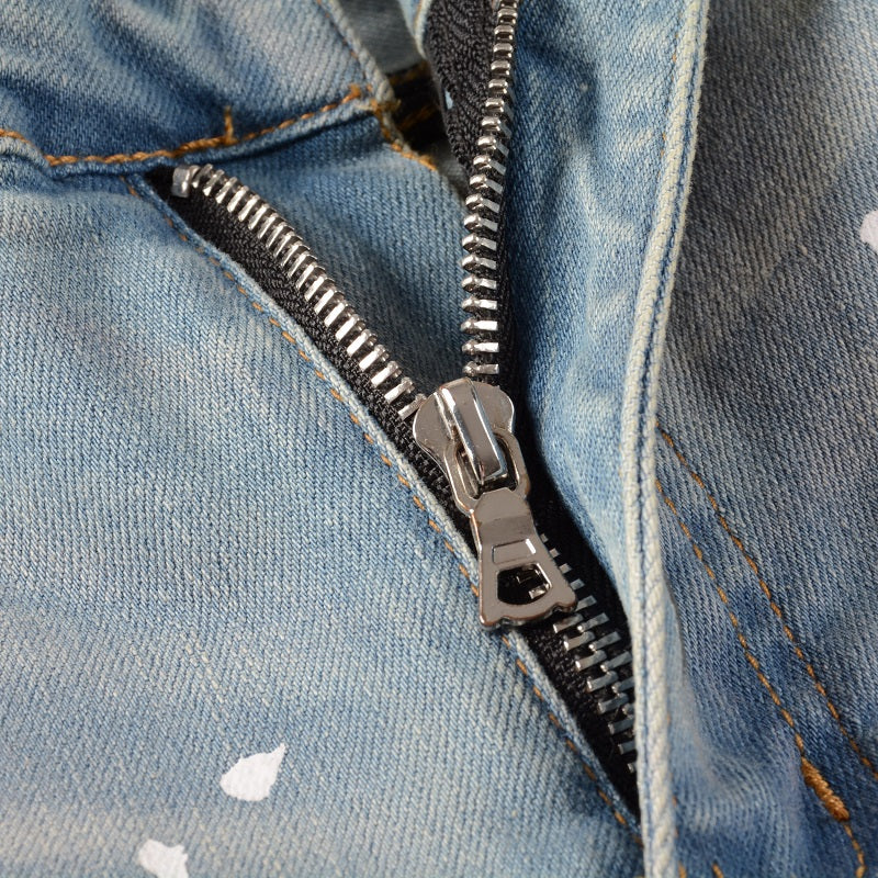 Diamonds Patch Ripped Blue Jeans