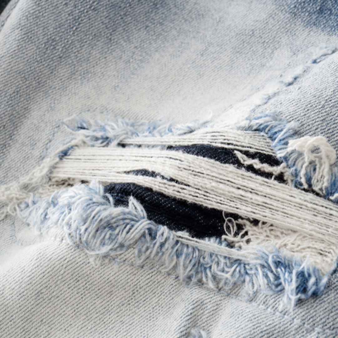 Logo Ripped Patch Jeans