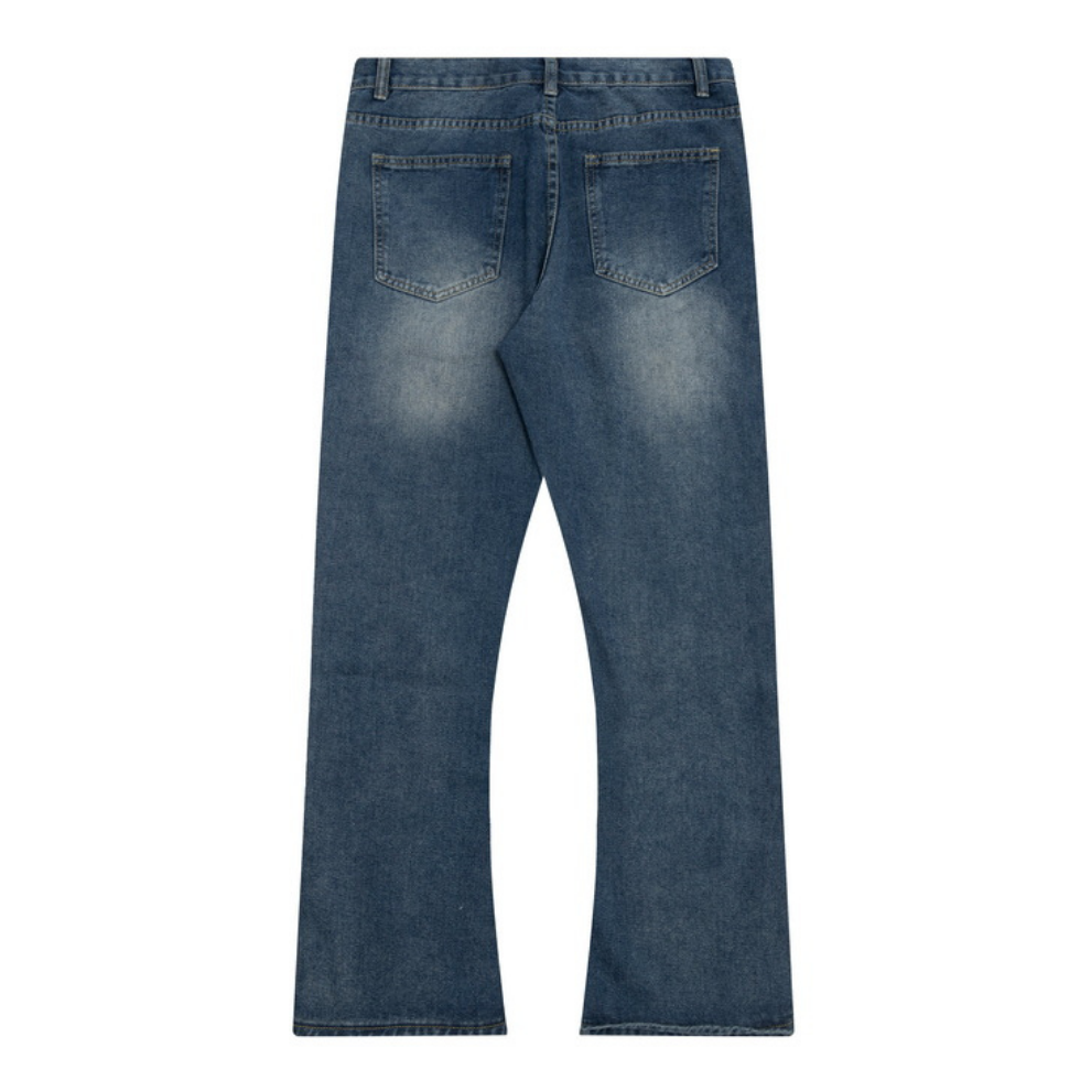 Flared Ripped Blue Jeans