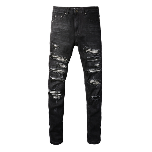 Ripped Patch Black Jeans