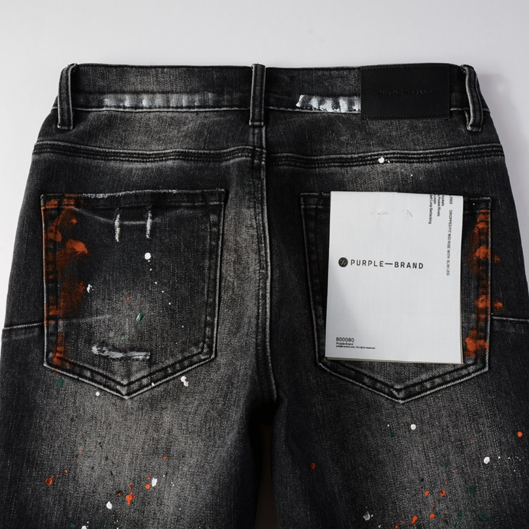 Distressed Paint Jeans