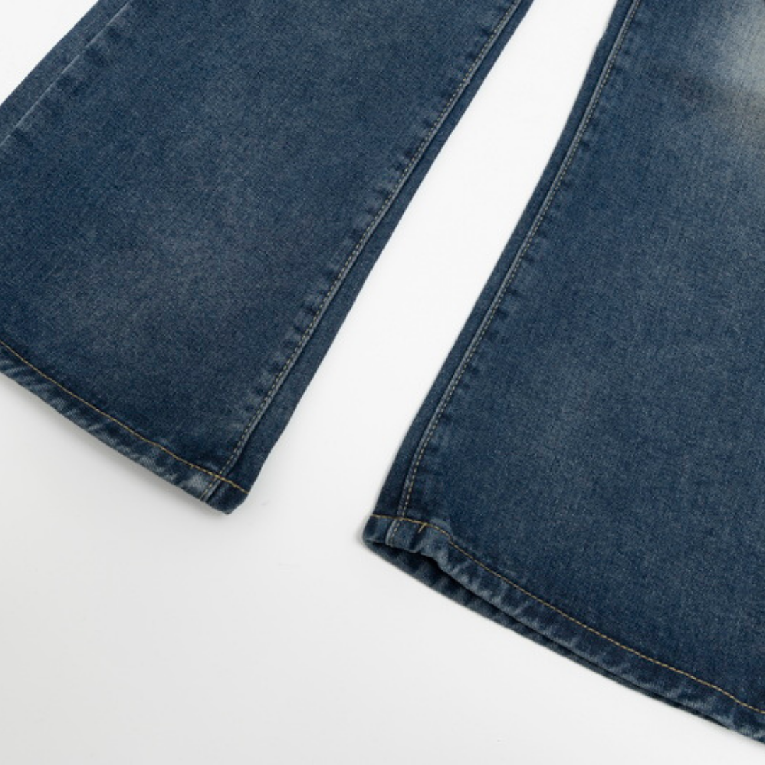 Flared Ripped Blue Jeans