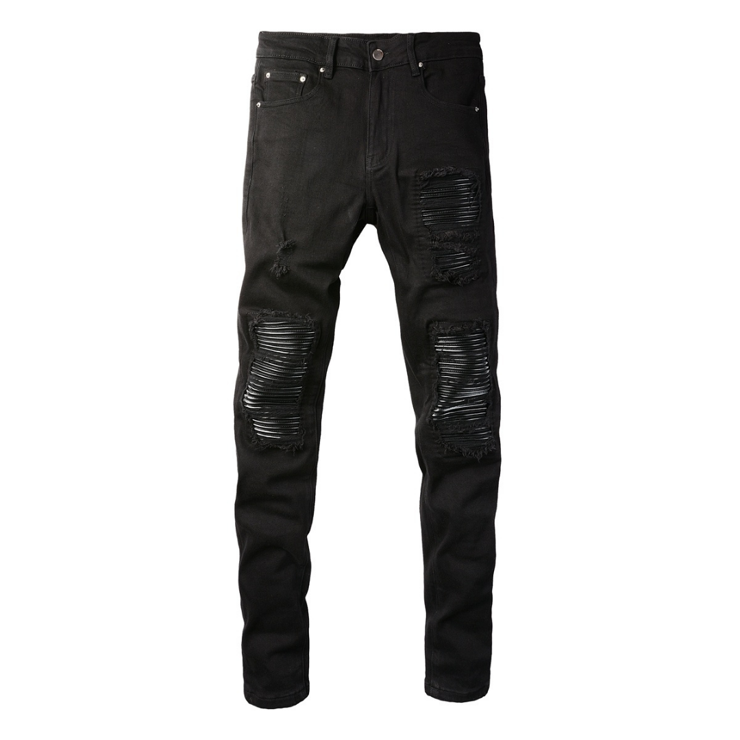 Black Patch Ripped Jeans