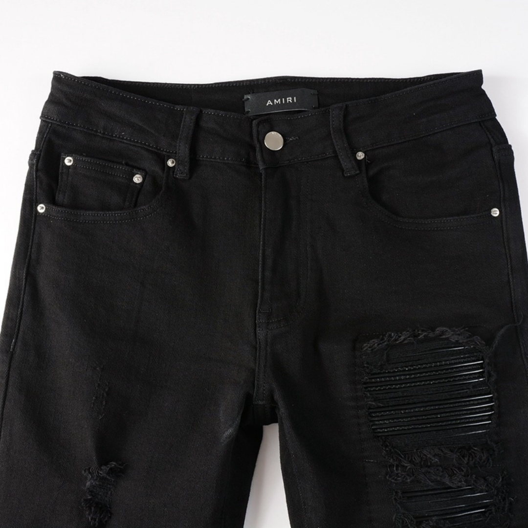 Black Patch Ripped Jeans