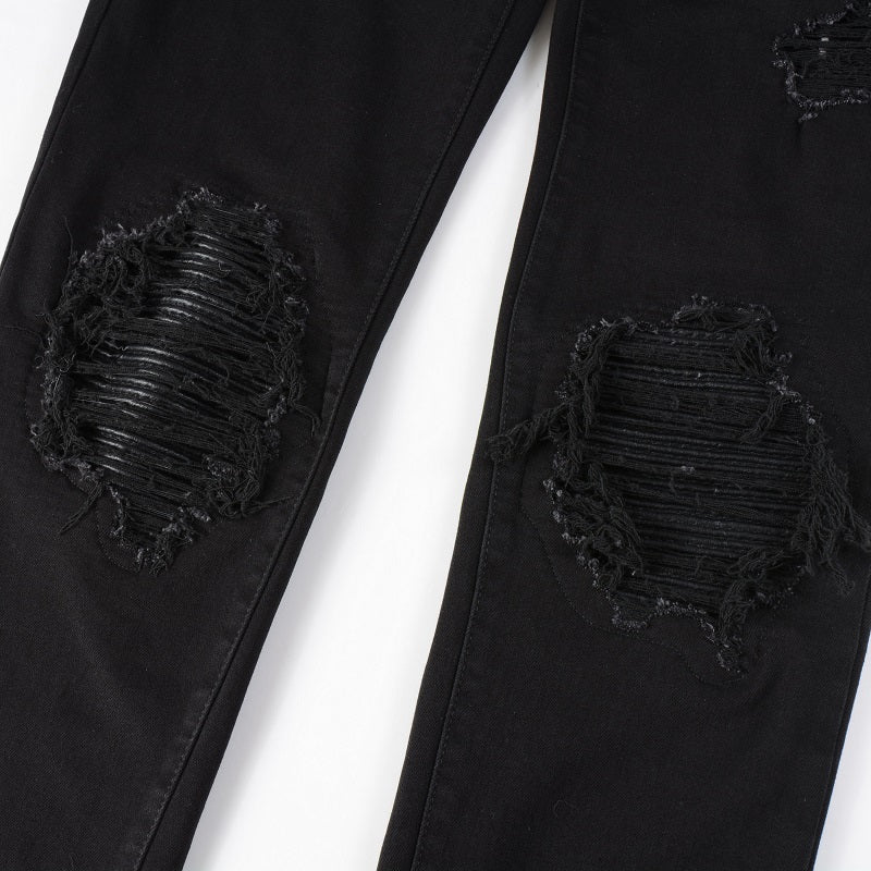 Black Ripped Patch Jeans