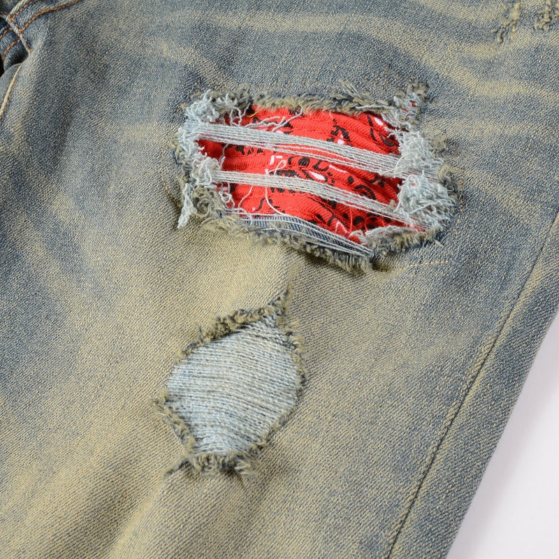 Patch Effect Blue Jeans