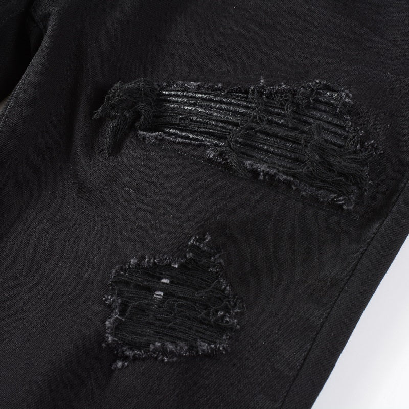 Black Ripped Patch Jeans