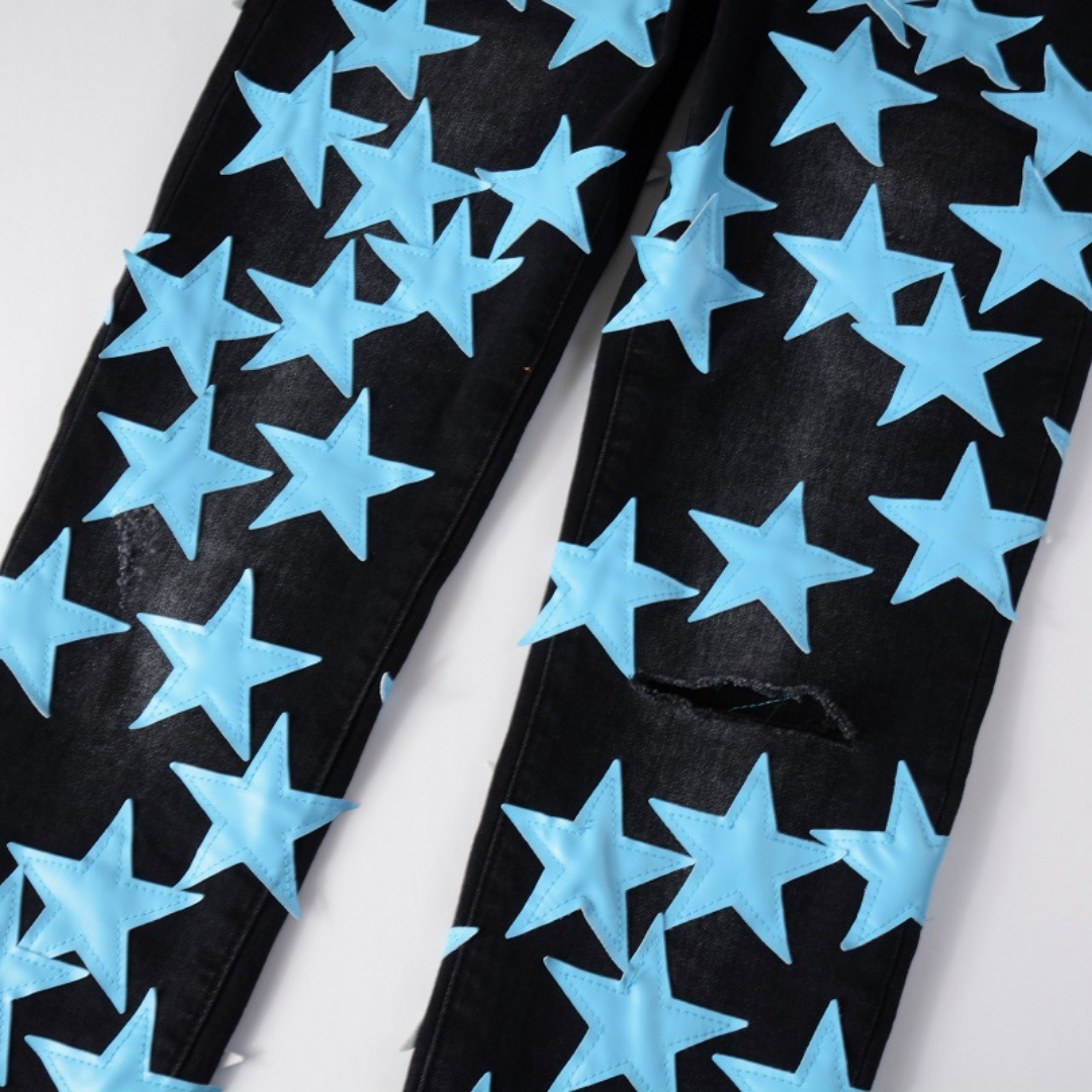 Blue Stars Patch Jeans