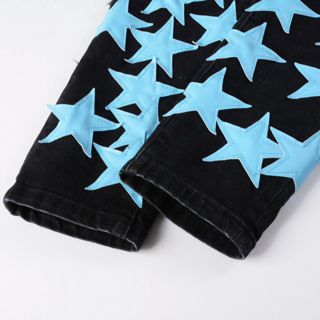Blue Stars Patch Jeans