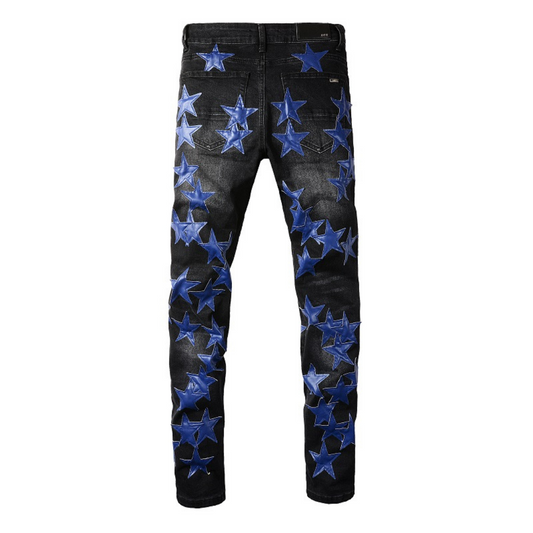 Navy Blue Star Patch Jeans
