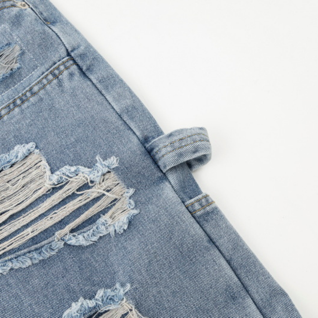 Flared Ripped Blue Jeans