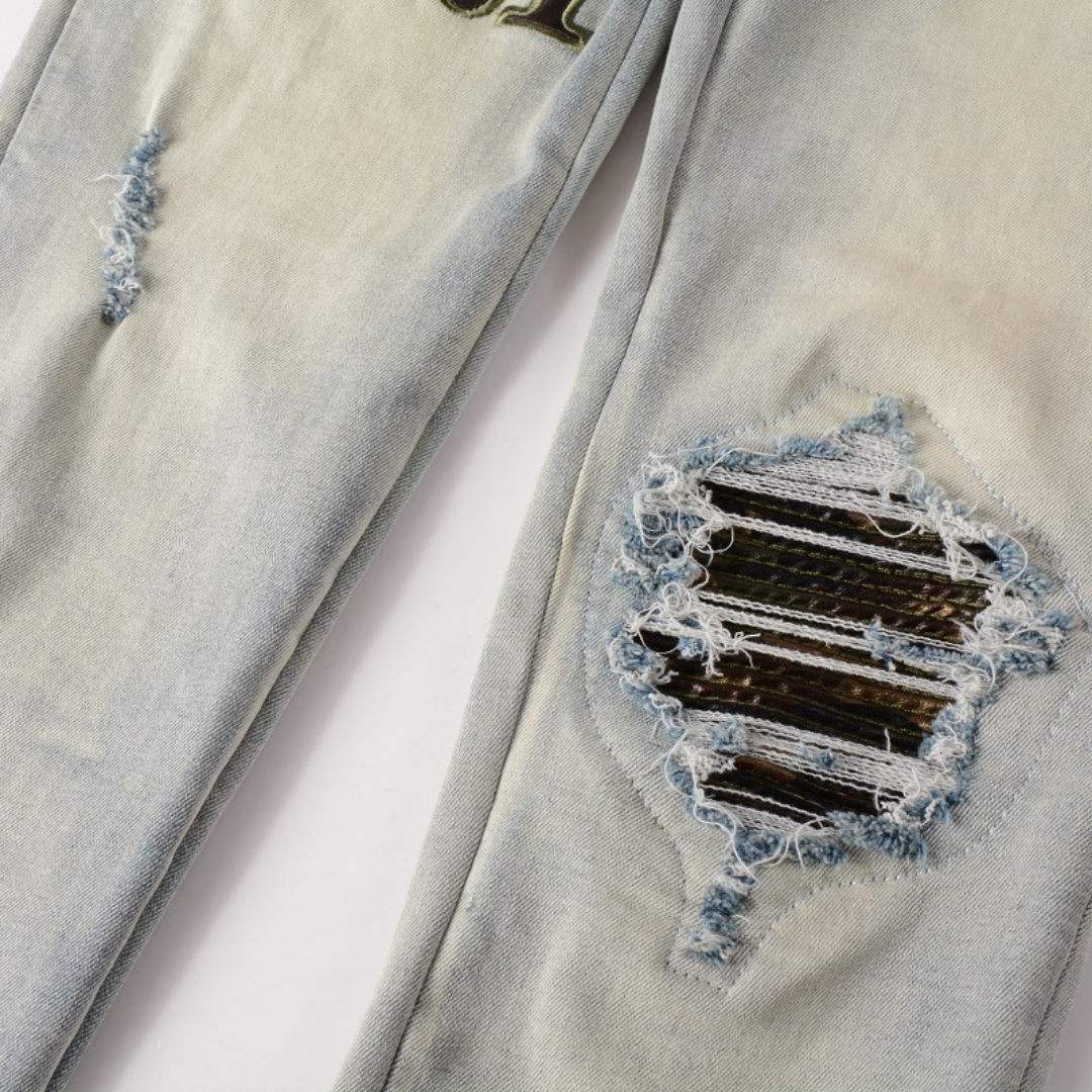 Blue Gradient Ripped Jeans