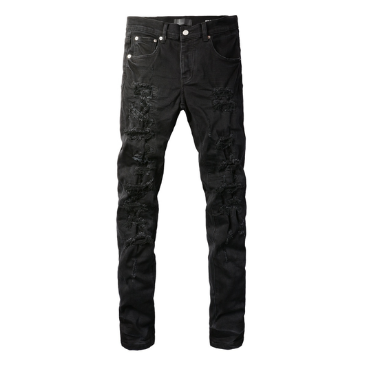 Triple Ripped Black Jeans