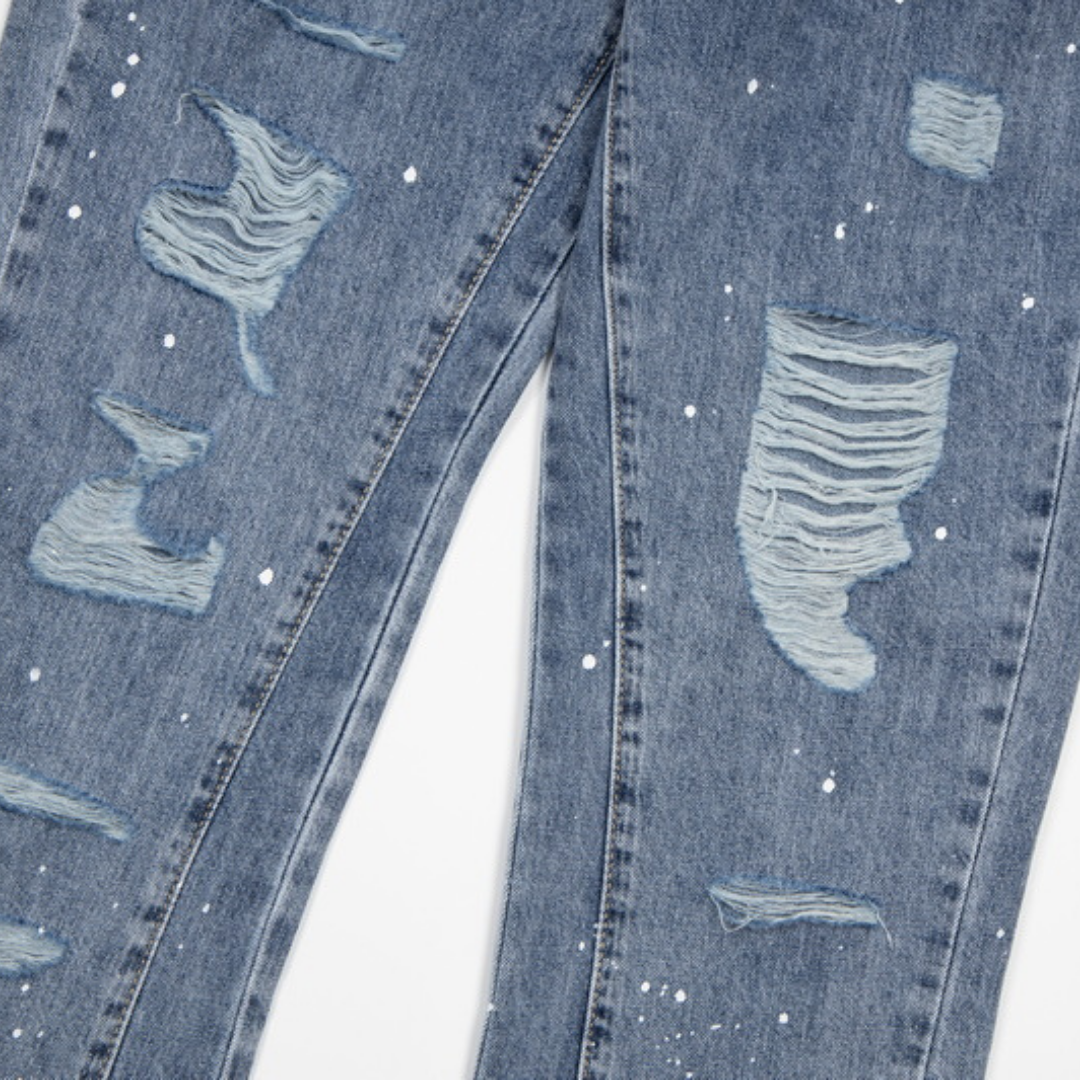 Flared Ripped Blue Jeans