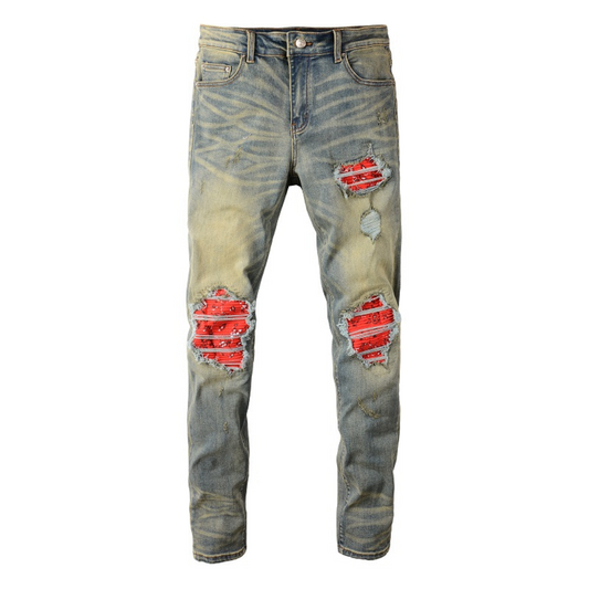 Patch Effect Blue Jeans