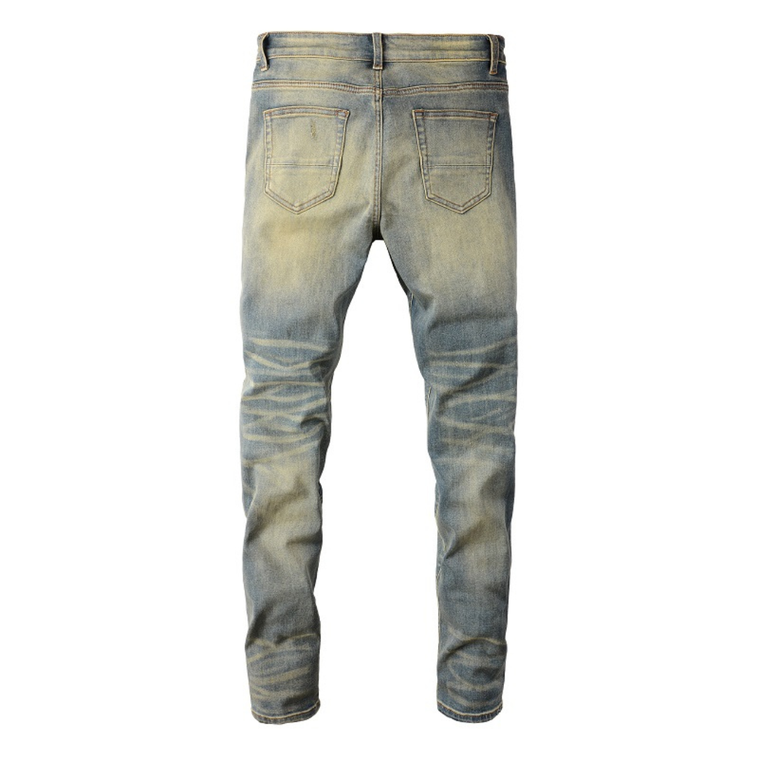 Patch Effect Blue Jeans