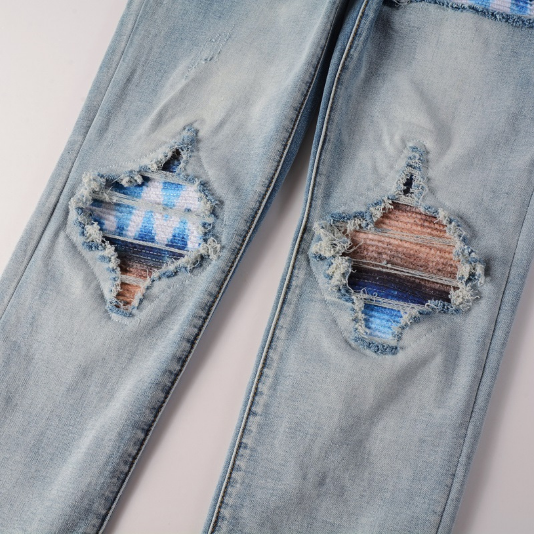 Blue Patch Logo Jeans