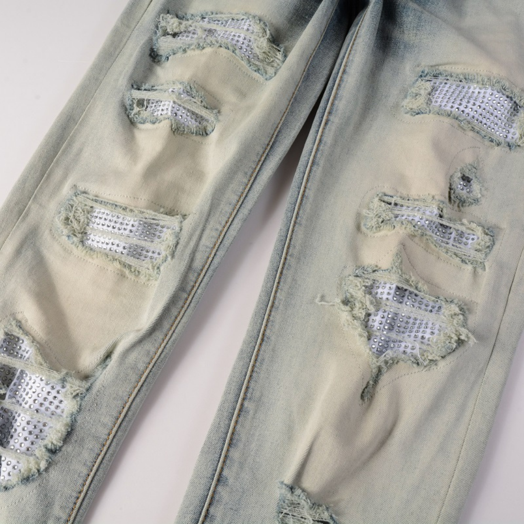 Gradient Diamond Patch Jeans