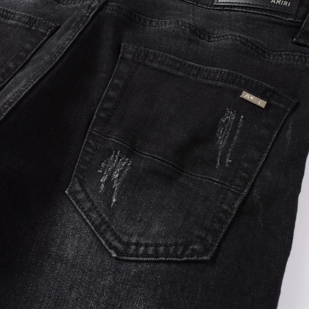 Ripped Black Camo Patch Jeans