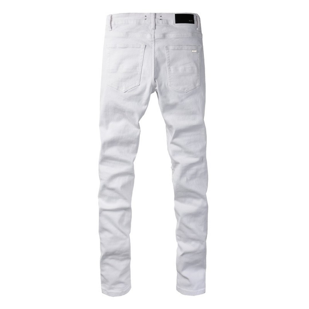 White Patch Distressed Jeans