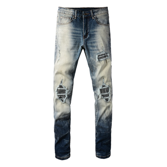 Gradient Blue Diamonds Patch Jeans