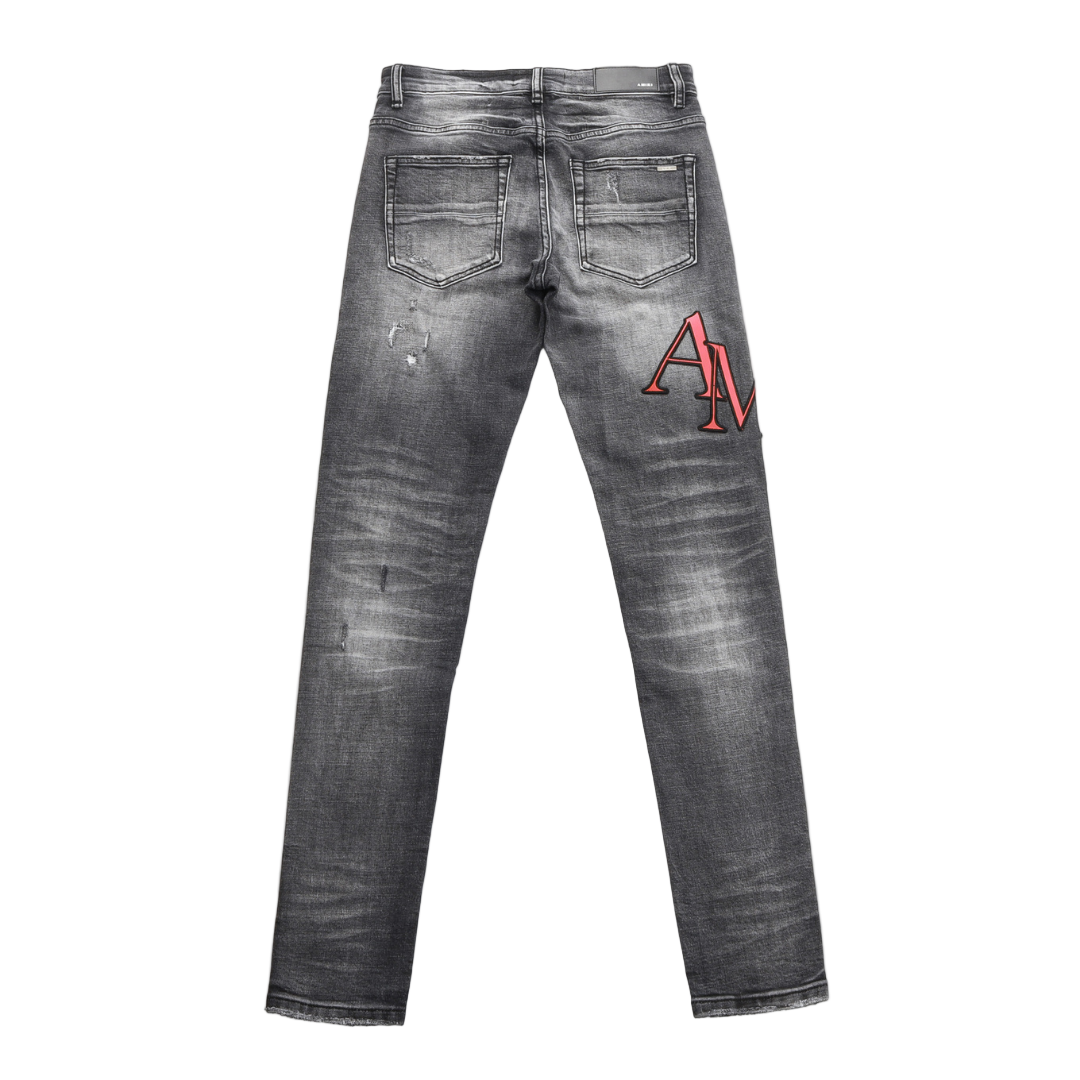 Staggered Grey Logo Jeans