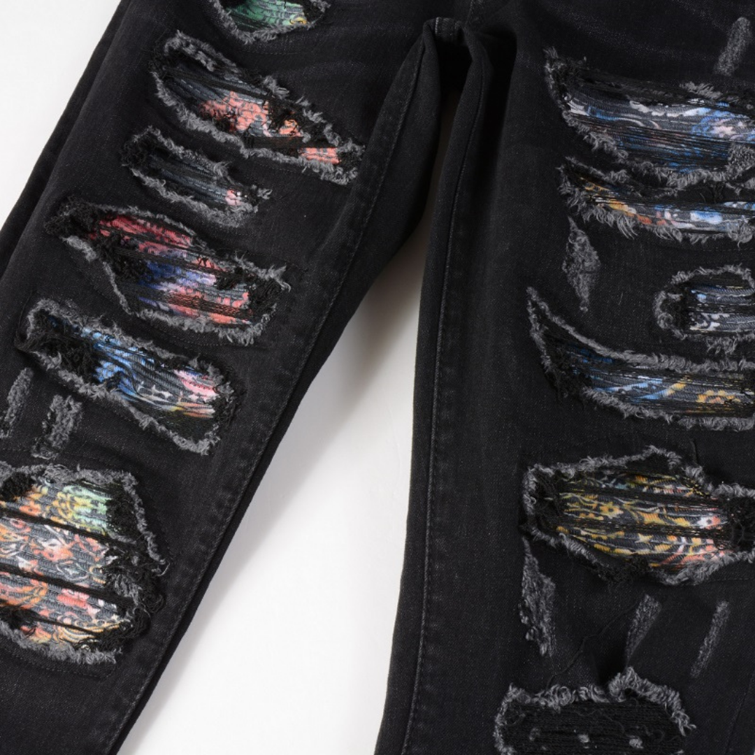 Black Patch Logo Jeans