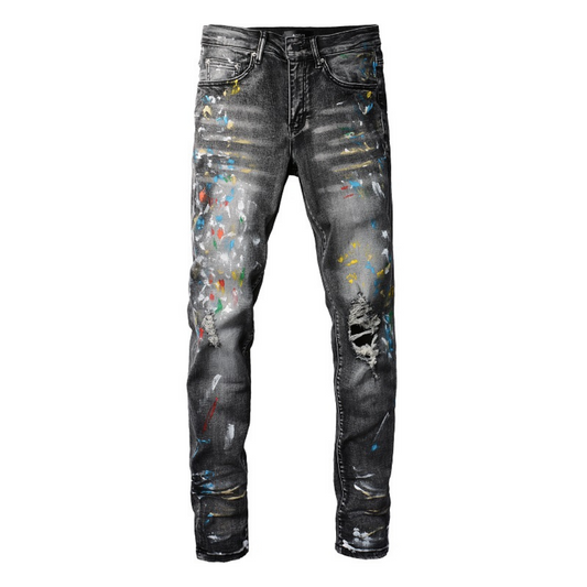 Grey Gradient Distressed Jeans