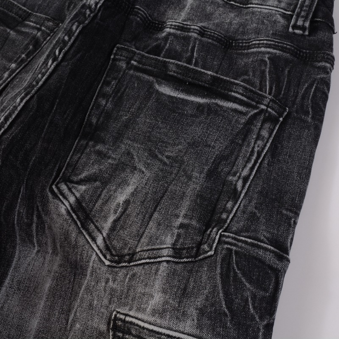 Black Distressed Flared Jeans