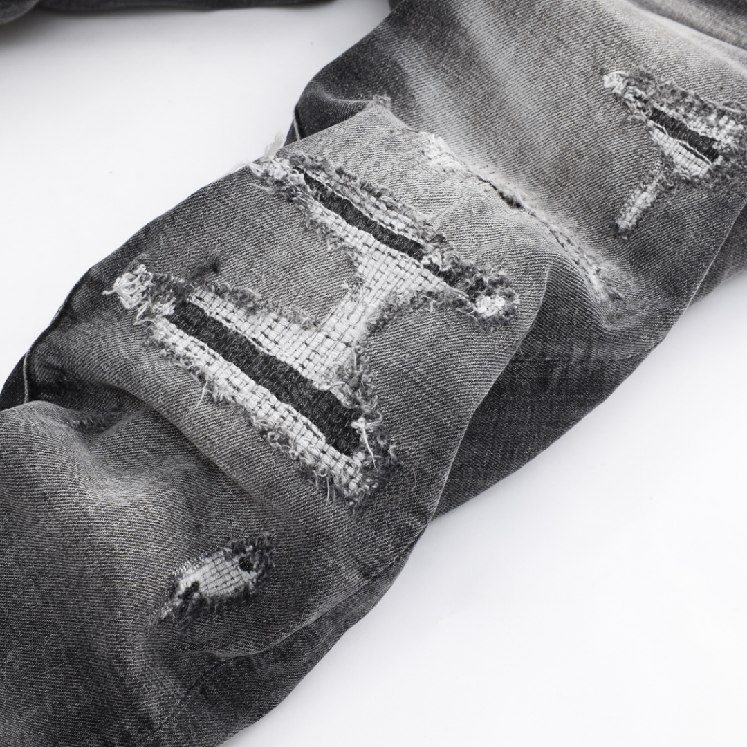 Staggered Grey Logo Jeans