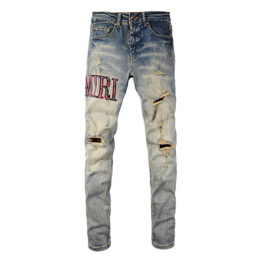 Camo Logo Ripped Jeans