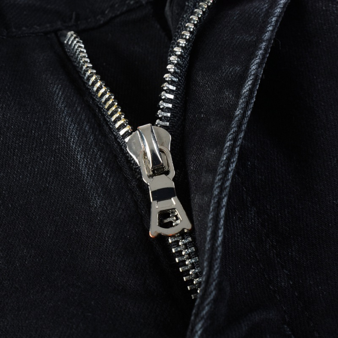 Black Distressed Patch Jeans