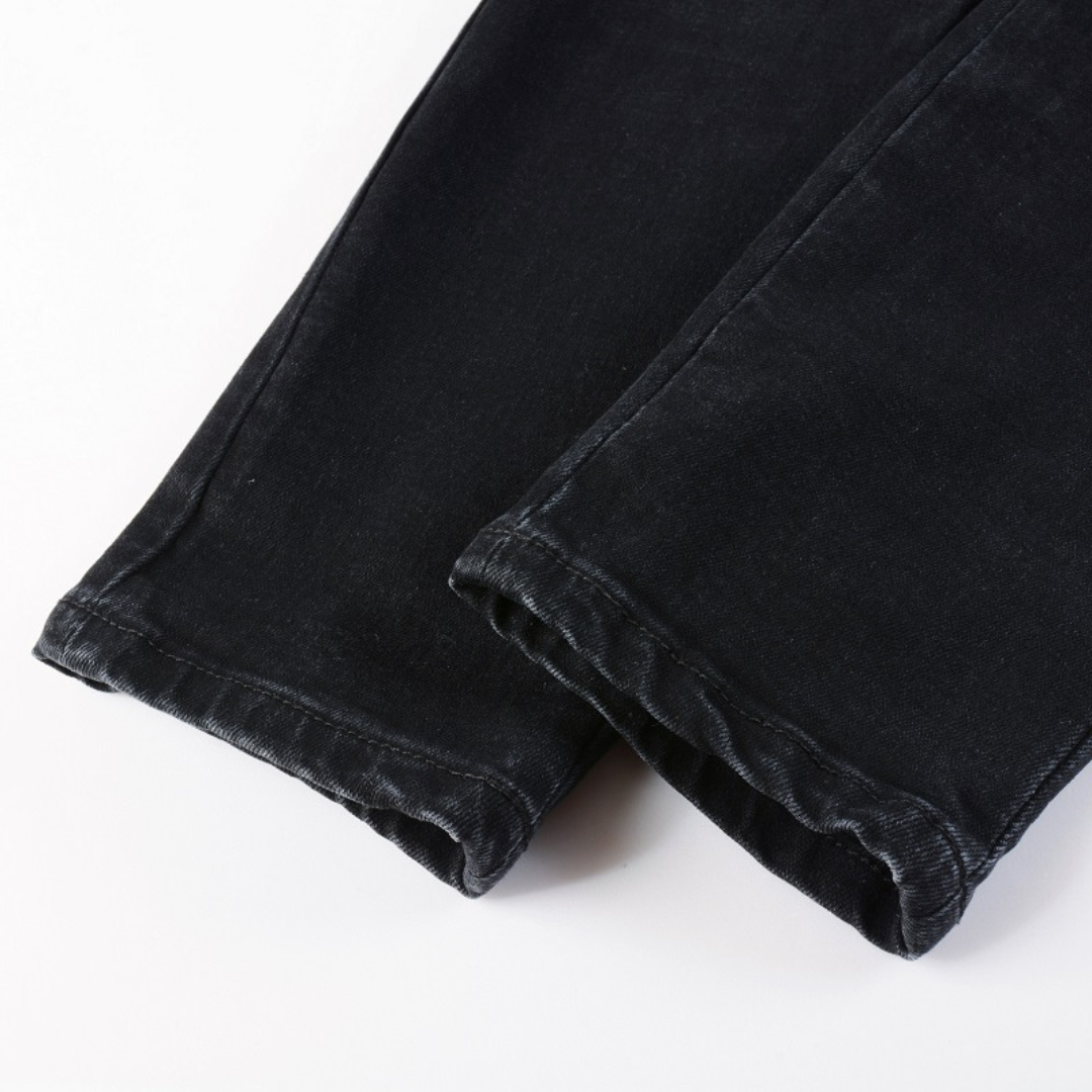 Black Distressed Patch Jeans