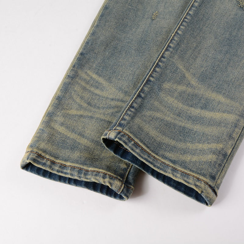 Patch Effect Blue Jeans