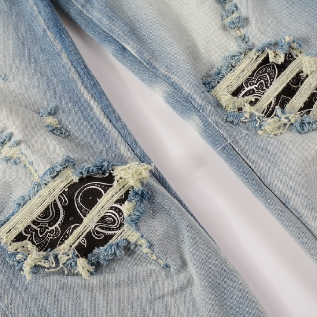 Bandana Blue Distressed Jeans