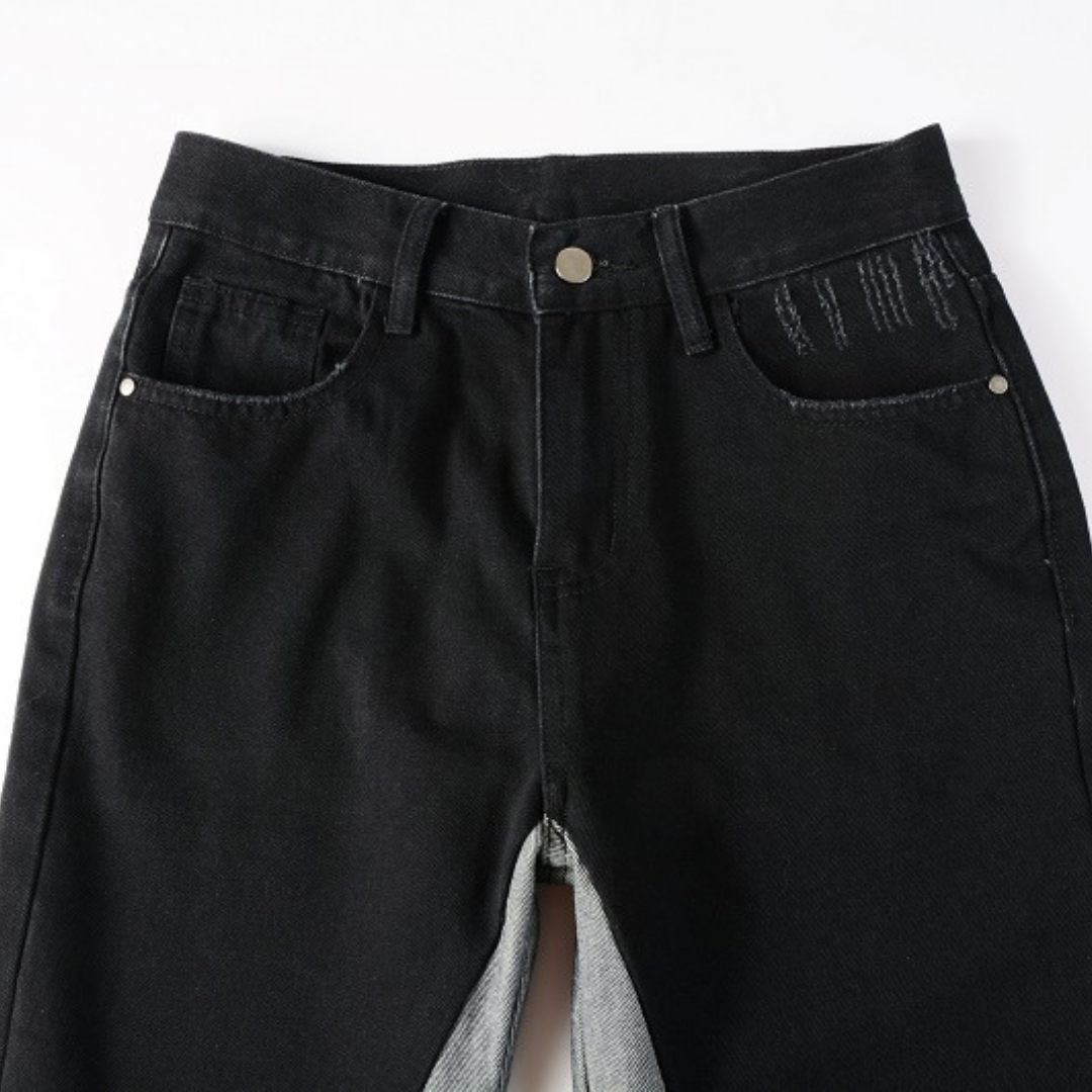 Black Grey Flared Jeans
