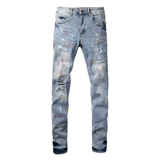 Amr Paint Splatter Blue Jeans