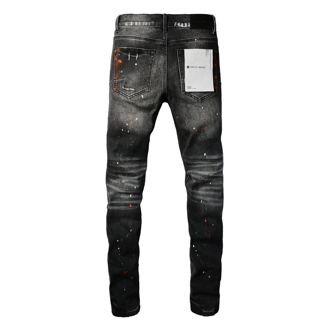 Distressed Paint Jeans