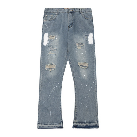 Flared Ripped Gradient Jeans