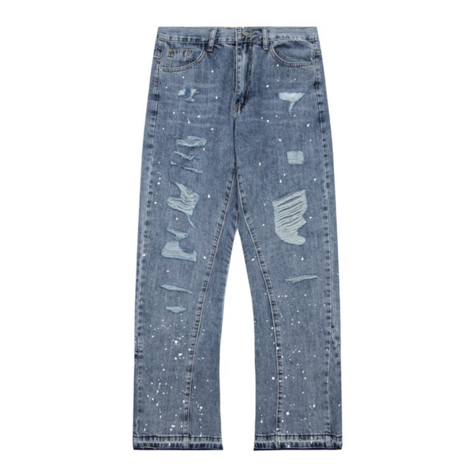 Flared Ripped Blue Jeans