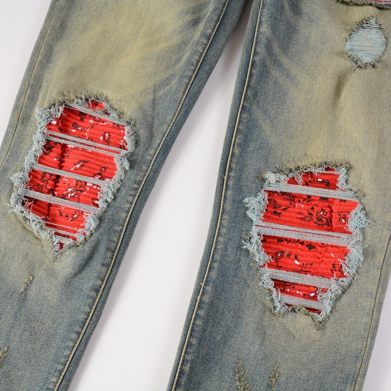 Patch Effect Blue Jeans